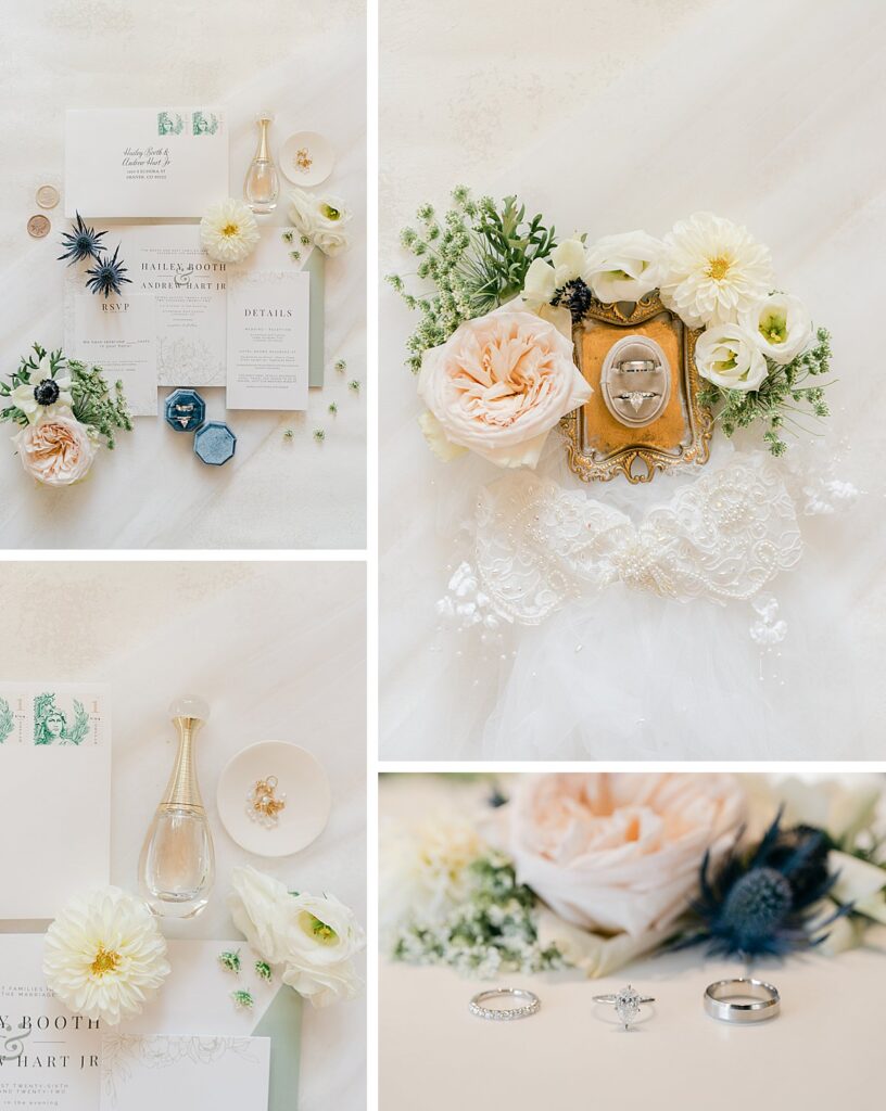 light and airy flat lay at the wedding
