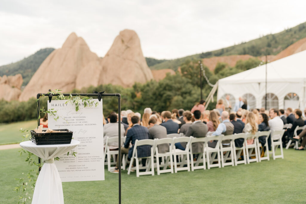tent ceremony site at the arrowhead golf course