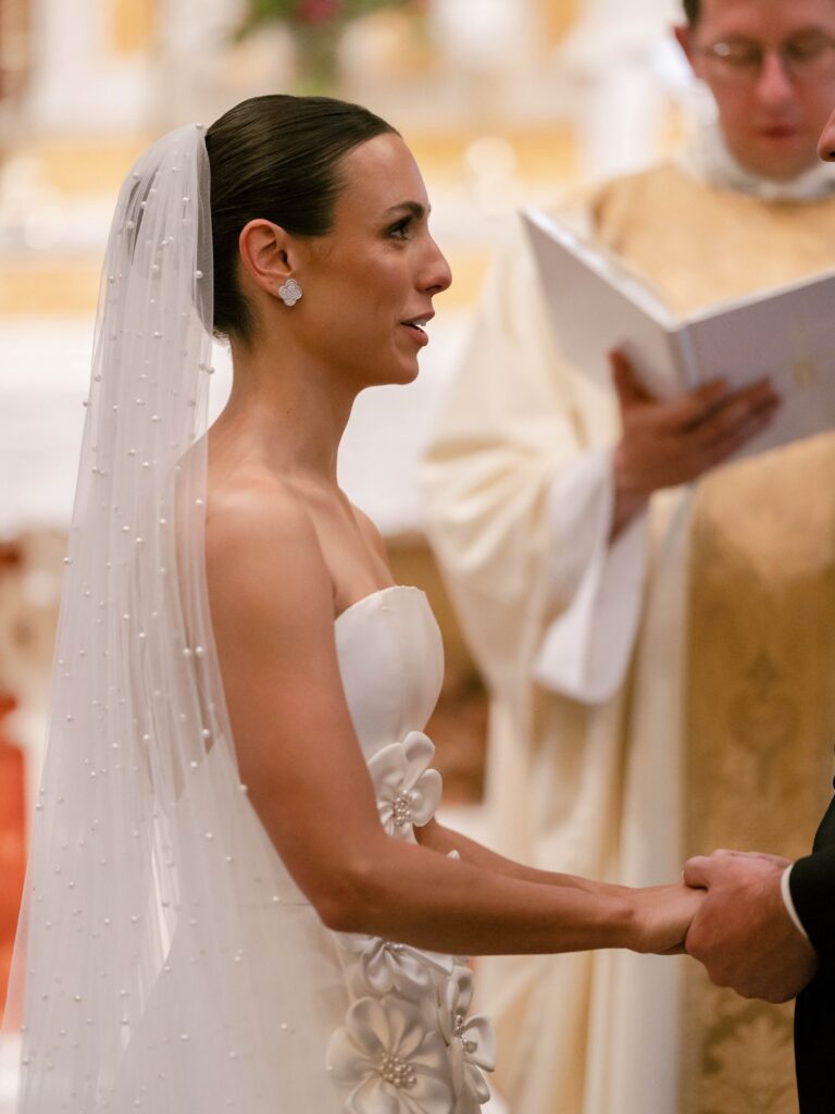 Bride walking down aisle at St. Mary's Aspen