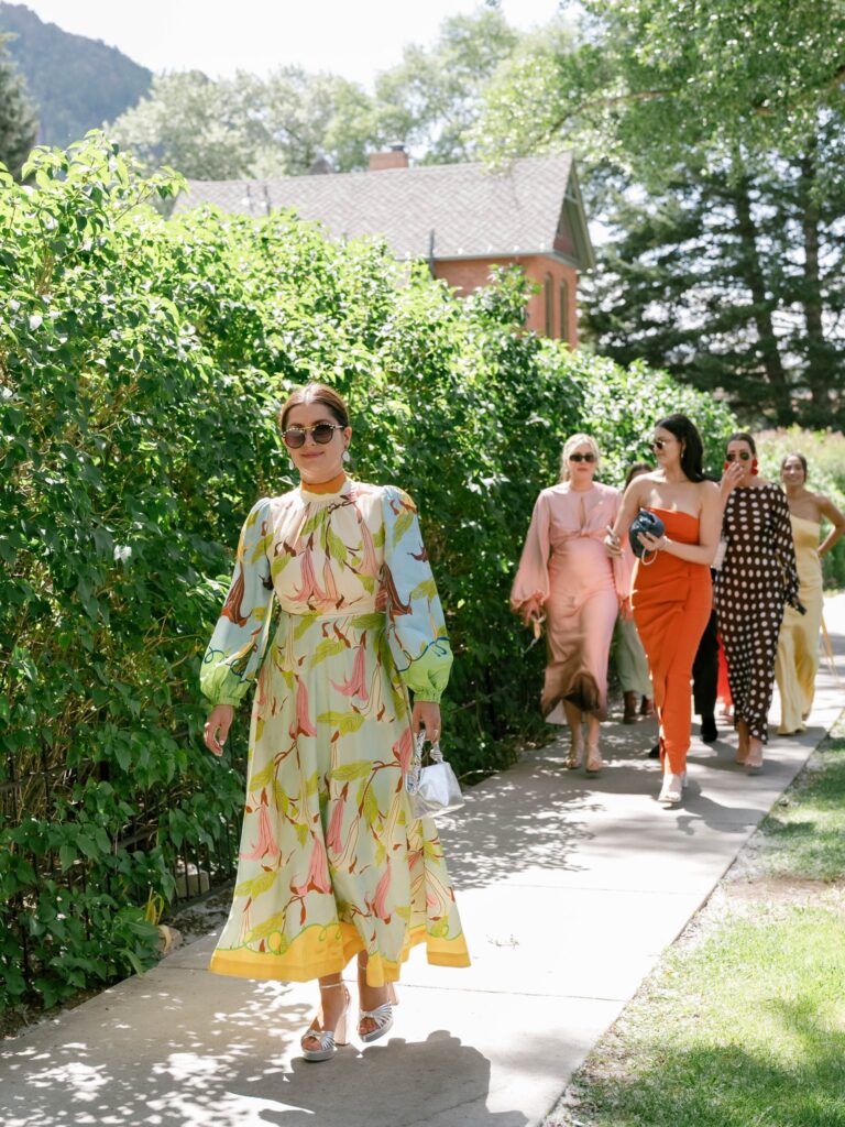 Bride and bridesmaids before St. Mary's Catholic ceremony
