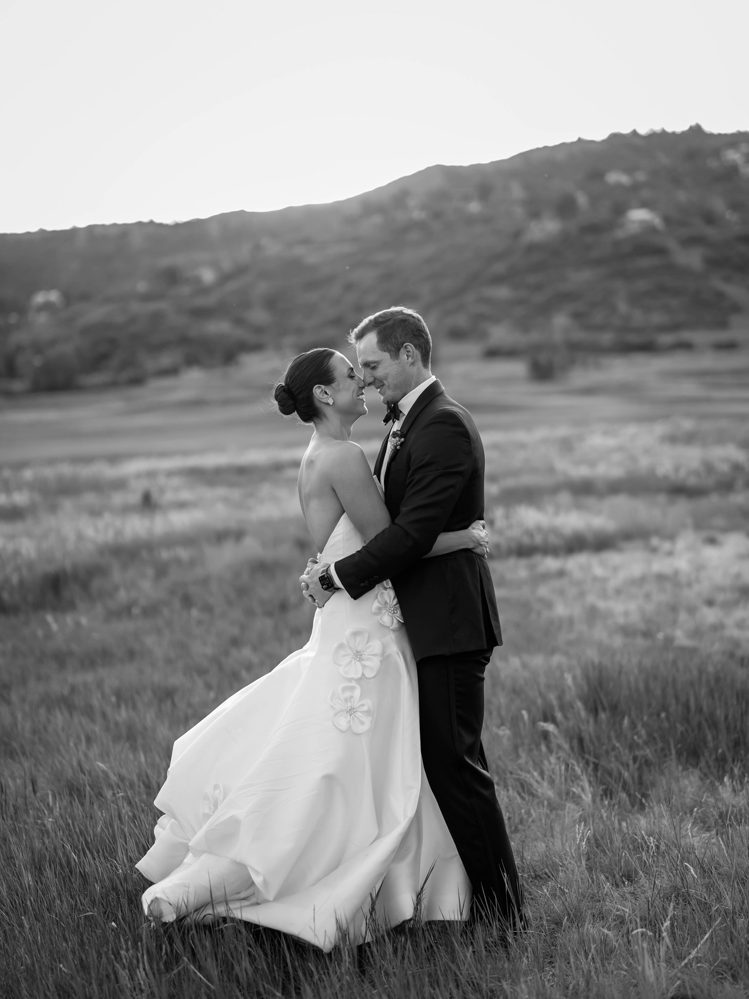 Bride and groom portrait Snowmass mountain wedding