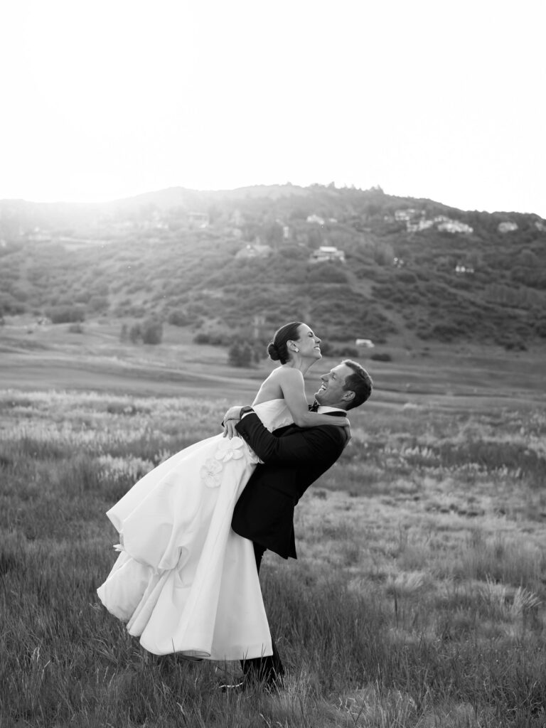 Couple in Roaring Fork Valley after Aspen wedding