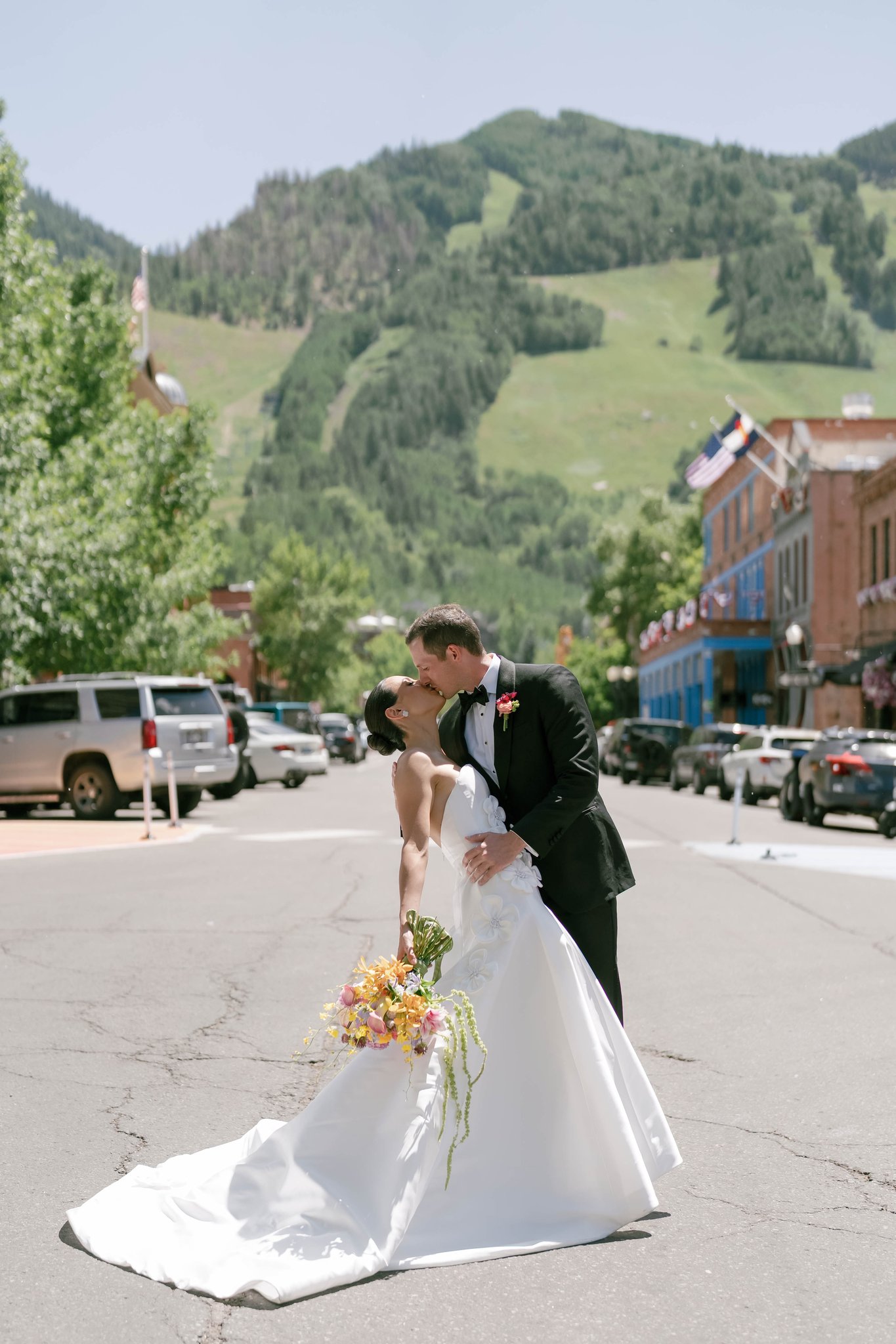 Aspen luxury wedding couple portraits