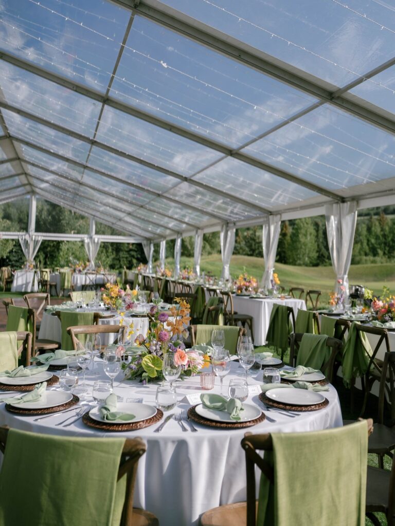 Wedding reception table decor at Snowmass Club