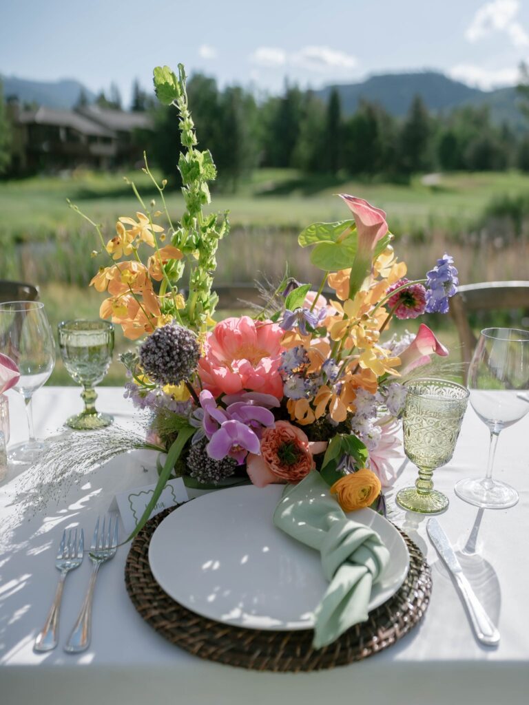 Reception florals at Snowmass Club wedding