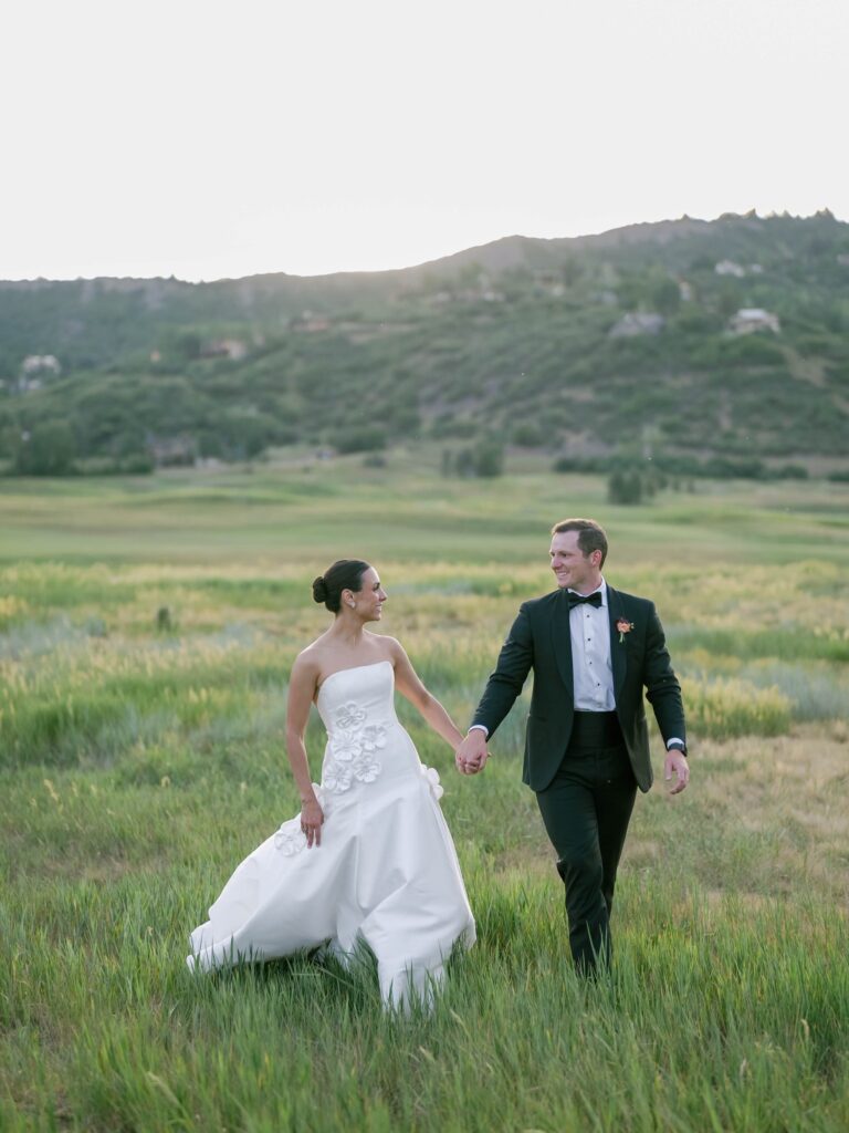 Couple in Roaring Fork Valley after Aspen wedding