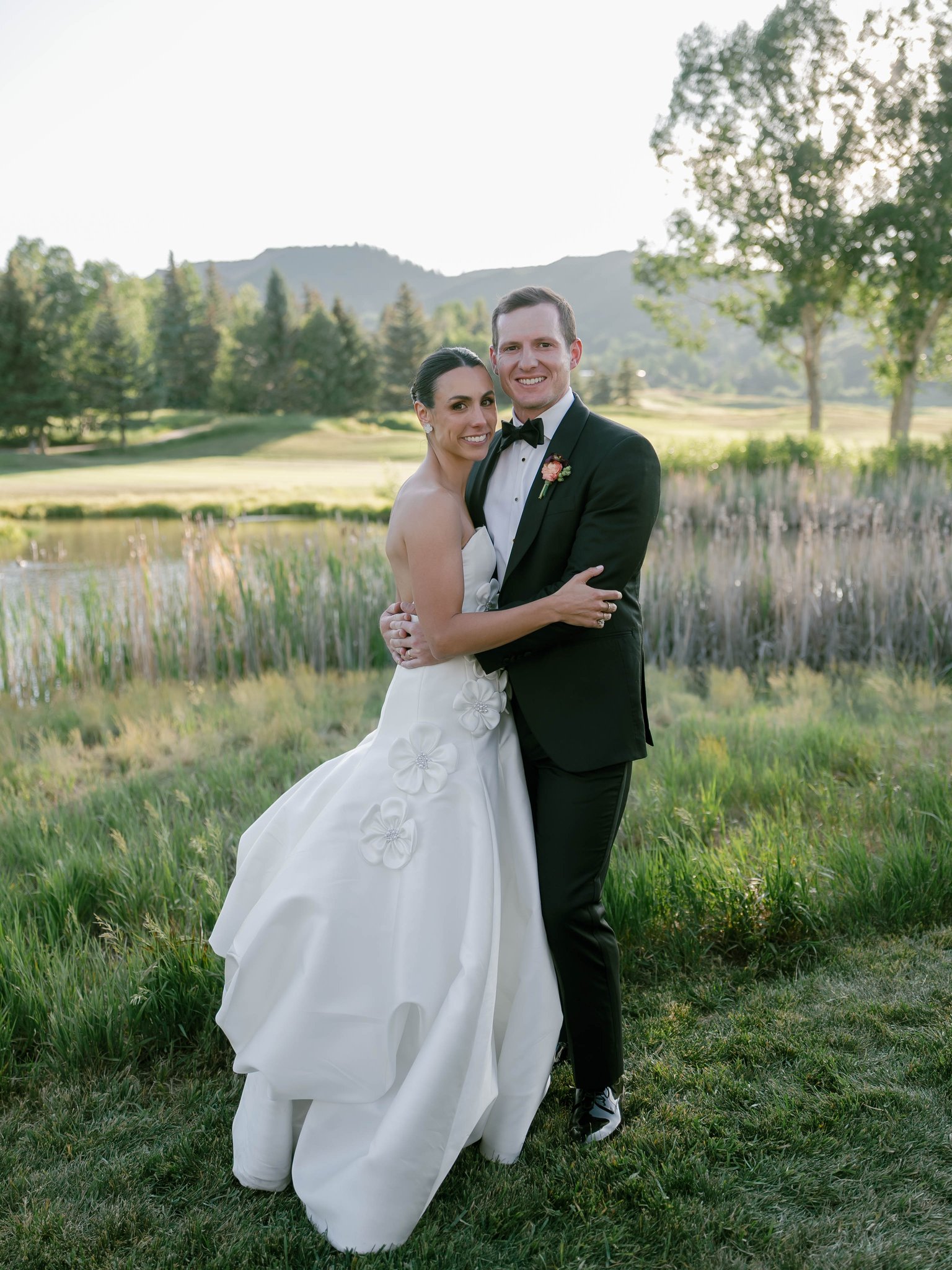 Bride and groom portrait Snowmass mountain wedding