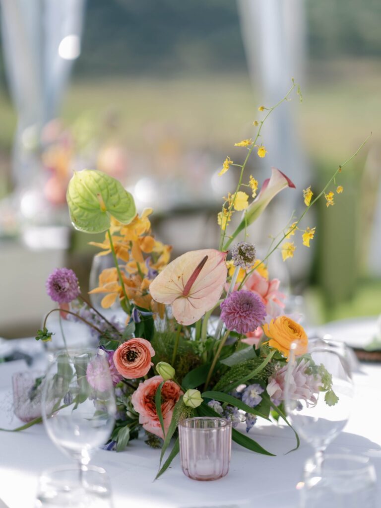 Wedding reception table decor at Snowmass Club