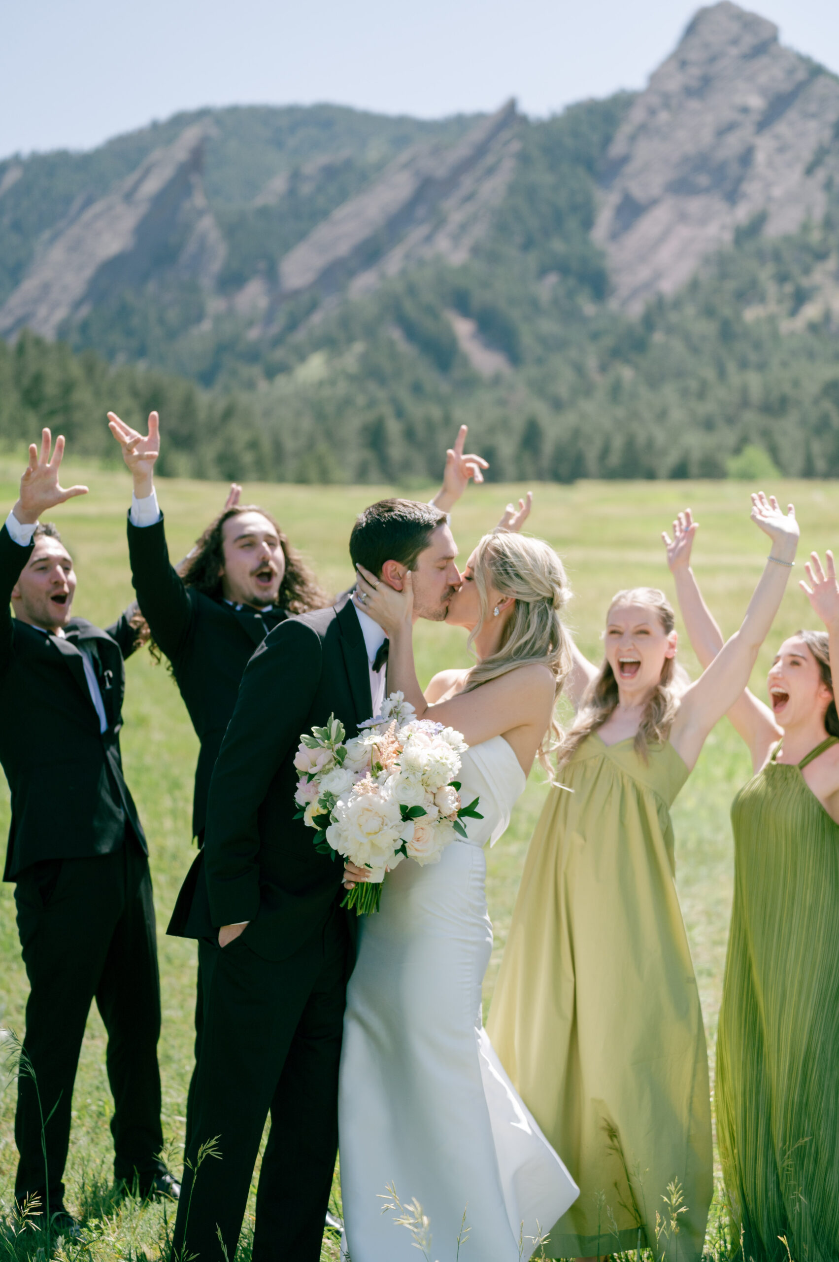 Wedding party portraits at Chautauqua Park Boulder