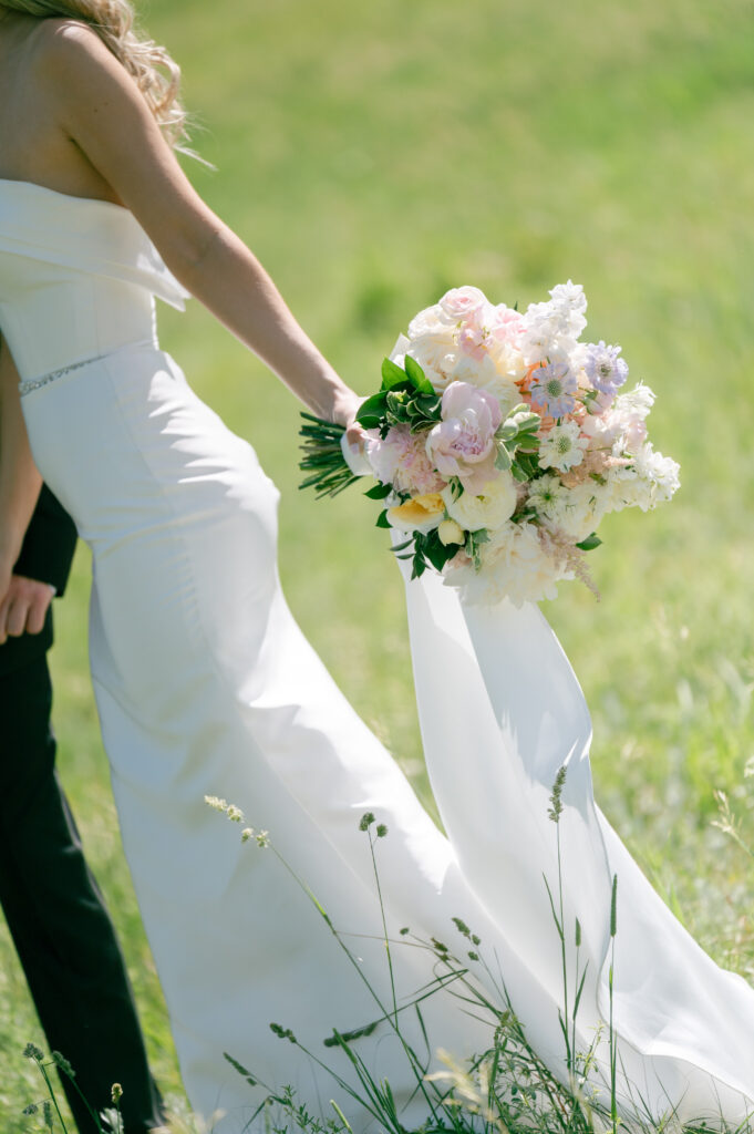 Bride and groom at Chautauqua Park after Boulder wedding