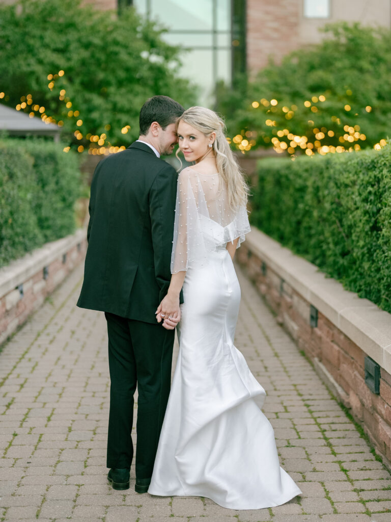 St Julien wedding gardens evening portrait